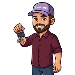 SasaParts team member in a branded cap holding vehicle keys